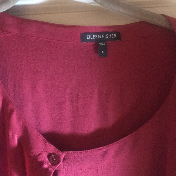 Eileen Fisher Two Tone Maroon 100% Silk Dress - Picture 4 of 4